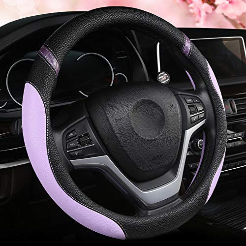 Coprivolante universale in pelle per donne, coprivolante per auto da 38,1 cm (colore lilla)