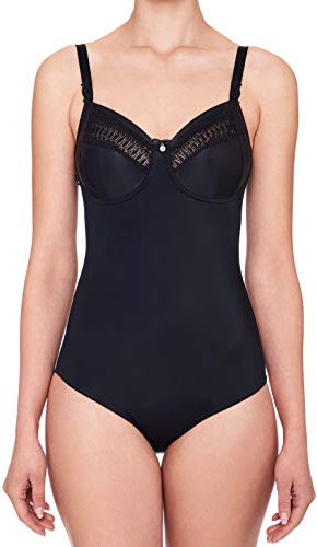 Susa Body ohne Bügel Santorin I Body Shapewear Damen stark formend I Frauen Mieder I Softer Bodysuit mit Shaping Effekt I Formt Taille, Bauch und Po I schwarz I 75B