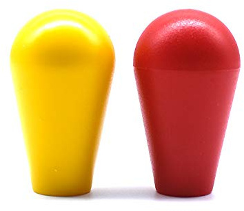 Arcity 2 st arkad joystick fladdermus topp boll topp ovalt handtag knopp amerikansk typ ersättning för Zippy SANWA SEIMITSU Arcade1up maskinkonsol skåp röd och gul gör-det-själv hållbar ny