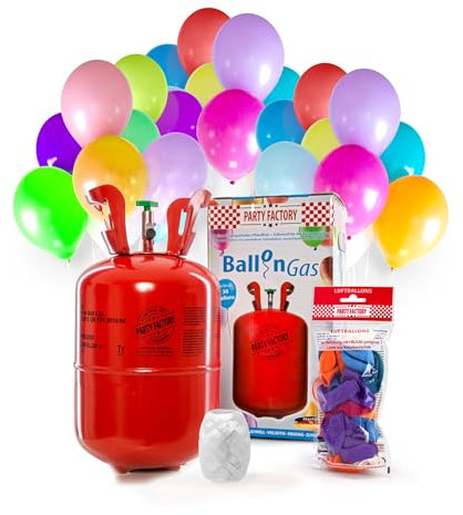 Helium Ballongas für 30 Ballons inkl. Ballons| Heliumflasche 200L Gasfüllung Folienballons Luftballons | Party Hochzeit