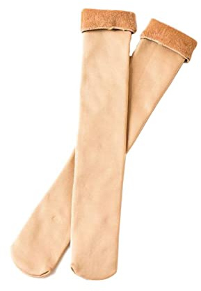QTZTZ Calcetines De Tubo De Color Carne De Otoño E Invierno, Calcetines De Pierna Ancha para Mujer, Más Terciopelo Grueso sobre La Rodilla, Calcetines De Tubo Alto para Mantener El Calor, Calcetines