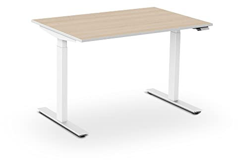aeris Active Desk Höhenverstellbarer Schreibtisch 120x80 Weiß, Stehtisch Höhenverstellbar Elektrisch mit Memory Funktion, Bürotisch Tischgestell aus Stahl, PC Tisch für Home Office