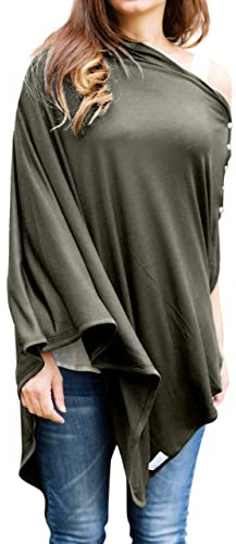 Byrd & Blume Super Soft Breastfeeding Cover, Nursing Cover, Shawl, Wrap, Scarf, Poncho, Swaddle, Stroller Blanket & Baby Car Seat Cover, 100% Viscose, Oeko-Tex Certified, 60 x 28 (Olive Green)
