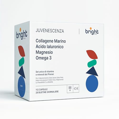 Gestión de la Edad - Colágeno Marino + Ácido Hialurónico + Magnesio + Omega-3 - sin GMO, Complejo sinérgico 4 en 1 paquete para Rejuvenece Piel, Fortalece Articulaciones | 28 Dosis Diarias