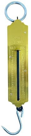 PNJB, Pocket Spring Balance Luggage Scale 25 Kg Weight Measuring Fishing Luggage, Golden Mechanical Balance with Hook for Home, School, Classroom, Kitchen Use (1X PACK)