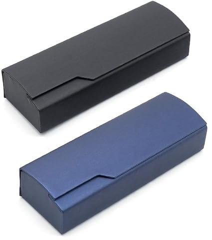 JJQHYC 2 Pezzi Custodia Occhiali, Portaocchiali Astuccio Rigido per Uomini e Donne, Custodia per Occhiali Leggera, Portaocchiali da Sole, Nero, Blu
