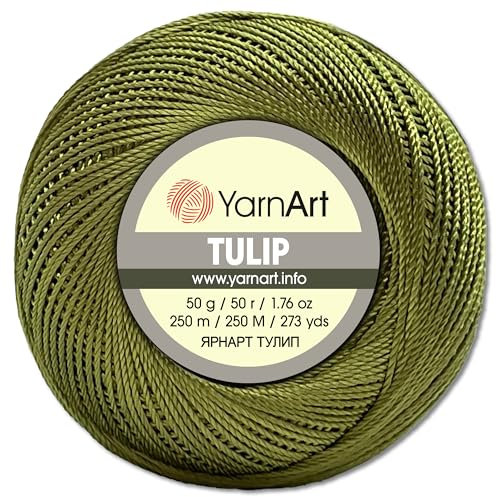Frida's Wollhaus YarnArt 50 g Tulip Häkelgarn Filetgarn Mikrofaser glänzend seidig 49 Farben (423 | Kiwi)