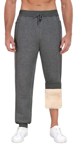 UMIPUBO Pantalon Chandal Hombre Invierno Algodon Pantalón Deportivo de Forro Polar Jogging Fleece Pantalones Cintura Elástica Pantalones de Jogger Sweatpants con Cordón con Bolsillos (Gris Oscuro, M)