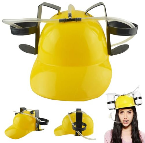 Beer Helmet Drinking Hat with Straw & Can Holder, Leakproof for Festivals & Parties