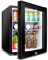 40L Mini Fridge Table Top Refrigerator Drinks & Wine Cooler Electric Reefer With LED Light + Lock And Key Adjustable Thermostat Freestanding Counter Refrigerator For Hotels, Bedrooms Low Energy A+(Gla