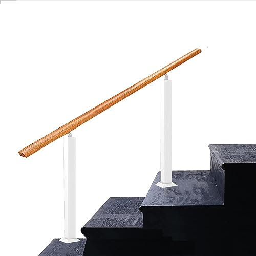 Barandilla tejida de hierro forjado para escaleras de exterior de 1 a 3 peldaños para escaleras de hormigón y porche Bianco 95 cm de alto x 120 cm de largo
