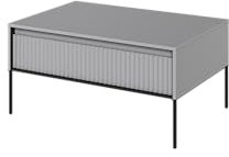 Trend TR-09 Couchtisch mit Stauraum Gerillte Möbelfronte, 100x50x70 cm (Grau)