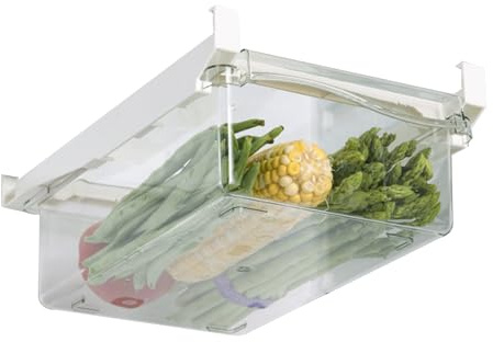 Caja de cartón para huevos multifuncional con cajón, caja de almacenamiento extensible, caja de almacenamiento para huevos colgante para el frigorífico doméstico (caja de almacenamiento más profunda)