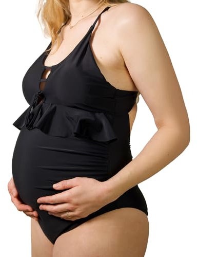MYLILY | Badeanzug Schwangerschaft mit Rüschen | Bademode für Schwangere | Umstandsbadeanzug Damen | Maternity Swimsuit (XL)