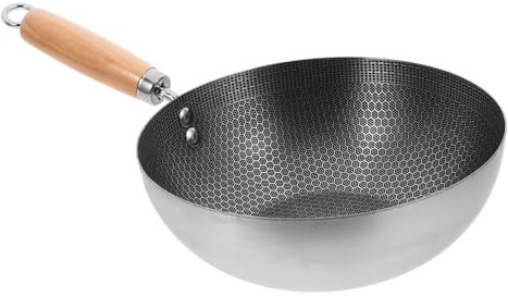 HOLIDYOYO Wok Inossidabile Padella Antiadherente Per Per Induzione Strumento Versatile Per Frittura e Casa