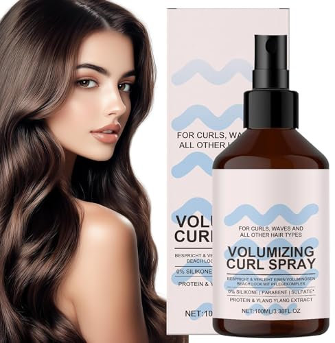 Spray volumizzante per ricci, spray volumizzante, spray volumizzante, spray per ricci con proteine di riso e ylang-ylang, spray idratante con formula idratante, per travel, salone, casa, matrimonio