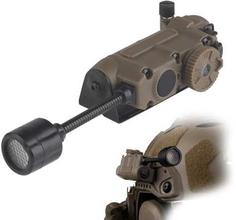 Sistema de Iluminación para Casco Militar Táctico con Tallo Flexible, Luz de Señal de Supervivencia LED Blanca, Infrarroja y Roja, Verde y Azul, Linterna Frontal Militar para Airsoft(Brown)