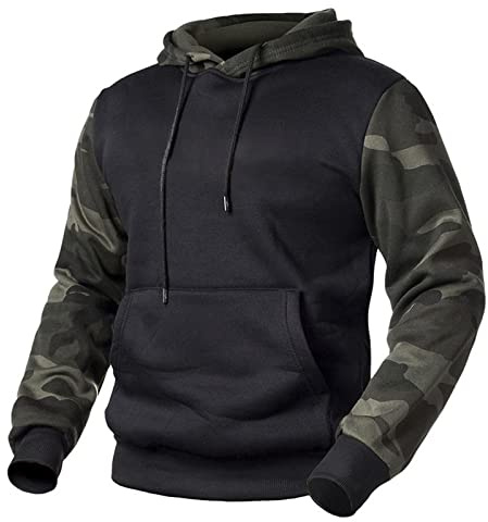 Huvtröja, herr, sport, fleece, sweatshirt, kamouflage, huvtröjor, pullover, långärmad sporttopp, löpning, tröja, tröja med justerbar huva, tröja med kamouflagemönster, ärmar, huvtröja