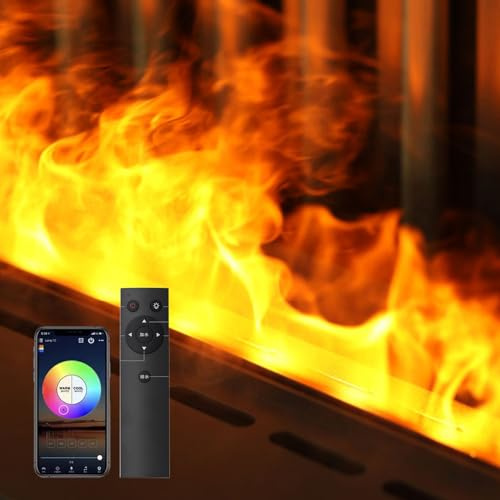 Elektrisk kamin, flerfärgad vattenångskamin, luftfuktare, 3D-flameffekt med fjärrkontroll, berörbar låga,1.5m