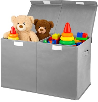 GREENSAPPIRE Large Toy Box for Boys Girls 80L Large Storages Chest Foldable Storage Chest with Lid Fabric Storage Baskets Container Bins Toy Box Storages for Clothes, Blanket, Books(Gray)