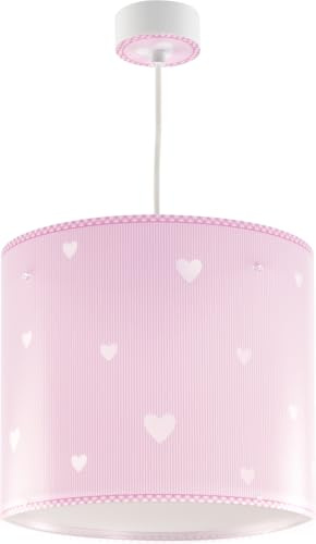 Lampada a sospensione per bambini Dalber Sweet Dreams, cuori rosa, E27, 62012MS, lampade per bambini, cameretta da bambina.