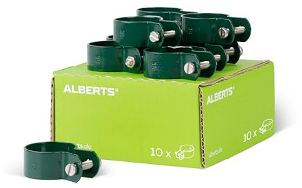Alberts 855345 Clamp for Struts, Galvanised, Green, Plastic-Coated, Clamp Diameter 38 mm, Set of 10