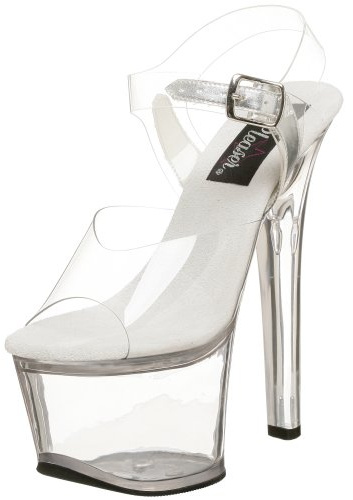 Pleaser SKY-308, Damen Plateau Sandalen, Transparent (Transparent (Clr/Clr)), 37 EU (4 Damen UK)