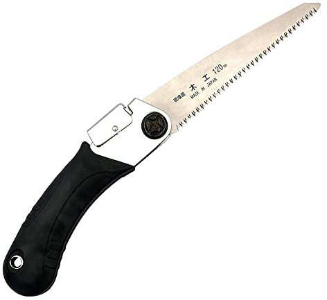 ISHINOKO Mini sierra japonesa plegable – 120 mm de hoja de 0,7 mm de grosor, fijación de 2 ángulos – Made in Japan – portabilidad camping – mujeres y niños – manejo sencillo