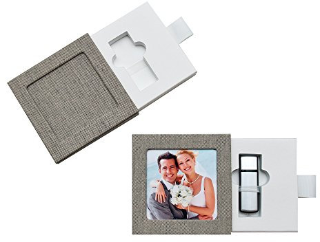 Elegantdisk USB-Box/Schuber. Leinenstoff Color Grau