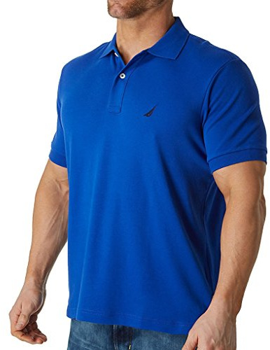 Nautica Men's Classic Fit Short Sleeve Solid Soft Cotton Polo Shirt, Bright Cobalt, XL