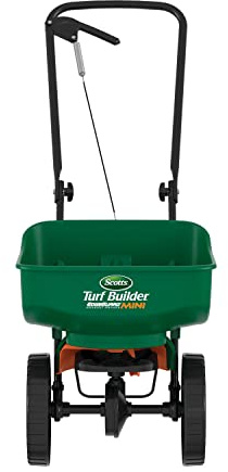 Scotts Turf Builder EdgeGuard Mini Broadcast Spreader - Spreader For Lawn Fertilizer, Weed & Insect Control, Grass Seed, and Ice Melt, Holds Up To 5,000 sq. ft. of Product