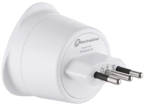 Electraline 70051 - Adattatore da viaggio da Francia/Europa a Italia a 2 pin Europa a 3 pin, colore: Bianco