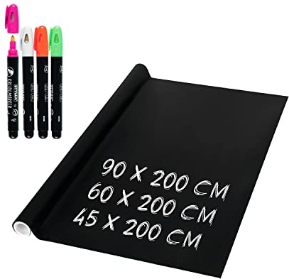 shelfmade Tafelfolie 90x200 inkl. Kreidemarker - selbstklebend & abwischbare Folie - Tafel Kreidefolie Tafel Kinder Wand für Küche oder Kinderzimmer