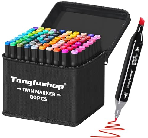 Rotulador de 80 Colores Marker Pen Marcadores Manga Creativos de Certificación SGS Rotulador Alcohol de Punta Doble ara Acuarela Graffiti para Principiantes Set de Rotuladores de Boceto Hecho a Mano