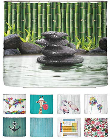 arteneur® - Bambus Spa - Anti-Schimmel Duschvorhang 240x200 -Recycelt mit Öko-Tex Standard 100 - Beschwerter Saum, Blickdicht, Wasserdicht, Waschbar, 16 Ringe & E-Book