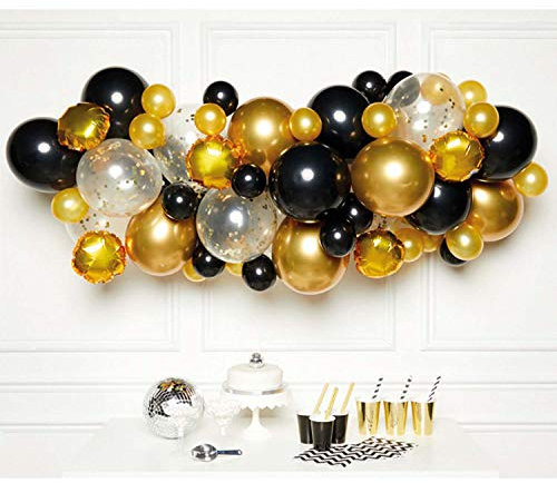 Amscan 9907430 - Black, Gold And Silver Diy Latex Balloon Arch Garland Kit - 66 Pieces