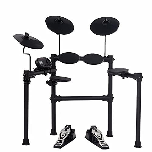 Kit de tambor electrónico plegable,fácil de montar en rack y módulo de tambor, efectos acústicos y sonidos para una voz ideal, aplicación para teléfonos móviles disponibles, color negro.