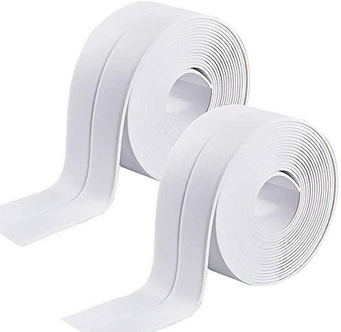 Cinta de Sellado,2 PCS Tiras de Calafateo Sellador de Baño Autoadhesivo Impermeable Sellador Juntas Bañera para Cocina Inodoro Esquina Bañera Blanco