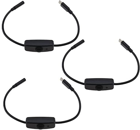 EMSea 3 st typ-C hane till hona växla förlängningskabel med på/av-knapp strömbrytare kabel för telefoner surfplattor USB liten skrivbord/fläktströmförsörjning 28 cm 5 V svart