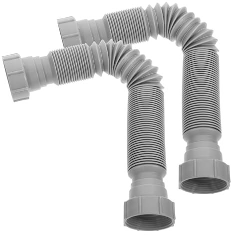 TEHAUX 2Pcs Expandable Flexible Drain Hose for Sink, Odour-Proof Adjustable Plastic Drainage Tubing, Stretchable up to 25.6 Inches for Home Use