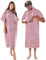 CalmyBEACH Frottee Badeponcho Damen Herren - Surf Poncho 100% Baumwolle Strandponcho mit Reißverschlussfach Kapuze Umziehhilfe Strand Bademantel (L-XL, Altrose)
