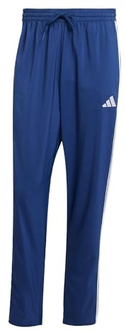 adidas Men's Essential Three Stripes Stanford Pant Open Hem, Dark Blue/White, M