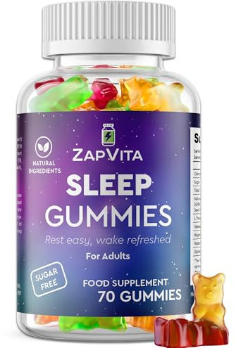 ZAPVITA Sleeping Aid for Adults – 70 Extra Strong Natural Sleep Gummies with L-Theanine & Magnesium – Herbal Sleep Gummies for Adult Restful Sleep & Relaxation – Night Time Support