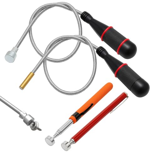MAIXINNEW 4 Pièces Tige Magnétique Aimantée, Aimant Mécanique Flexible Long, Outil de Ramassage Aimanté Télescopable pour Récupérer Boulon sous Capot