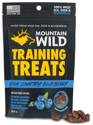 High Country Wild Blueberry Elk & Venison Training Dog Treats - Natural Grain-Free Puppy & Dog Snacks - Protein for Training & Reward - No Fillers, No Artificial Preservatives, 4oz 1 Pack