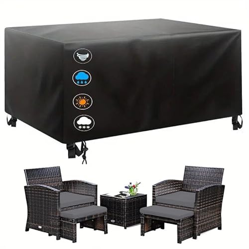 PVPQPR Skydd för trädgårdsmöbler 150x110x75cm (LxBxH) 600d Oxford PU-skyddsöverdrag Vattentätt Rektangulärt Skyddshölje för Loungemöbler, Terrassmöbler, Trädgårdsbord och Möbelset