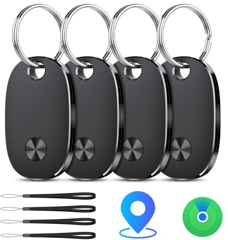 Smart Air Tracker Tag 4er Pack, Schlüsselfinder KeyFinder Kompatibel mit Apple Wo ist? APP (iOS NUR), Bluetooth Key Finder für Gepäck/Taschen/Koffer, Austauschbarer Akku [weTag Pro]