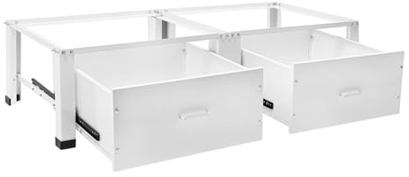 JJsdwin Base per lavatrice, con 2 cassetti, doppio supporto per asciugatrice, portata totale 200 kg, colore: bianco