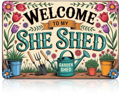 Garden Sign, Funny Metal Tin Sign with Flower Design Vintage Tin Wall Art Metal Plaque Decor for Indoor Outdoor, Home Bar Cafe Yard Greenhouse Decoration