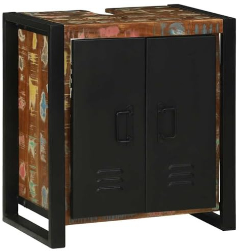 Genérico Mueble de Lavabo con Estante Marrón Madera sólida recuperada, Tocadores de baño Marrón,4016011